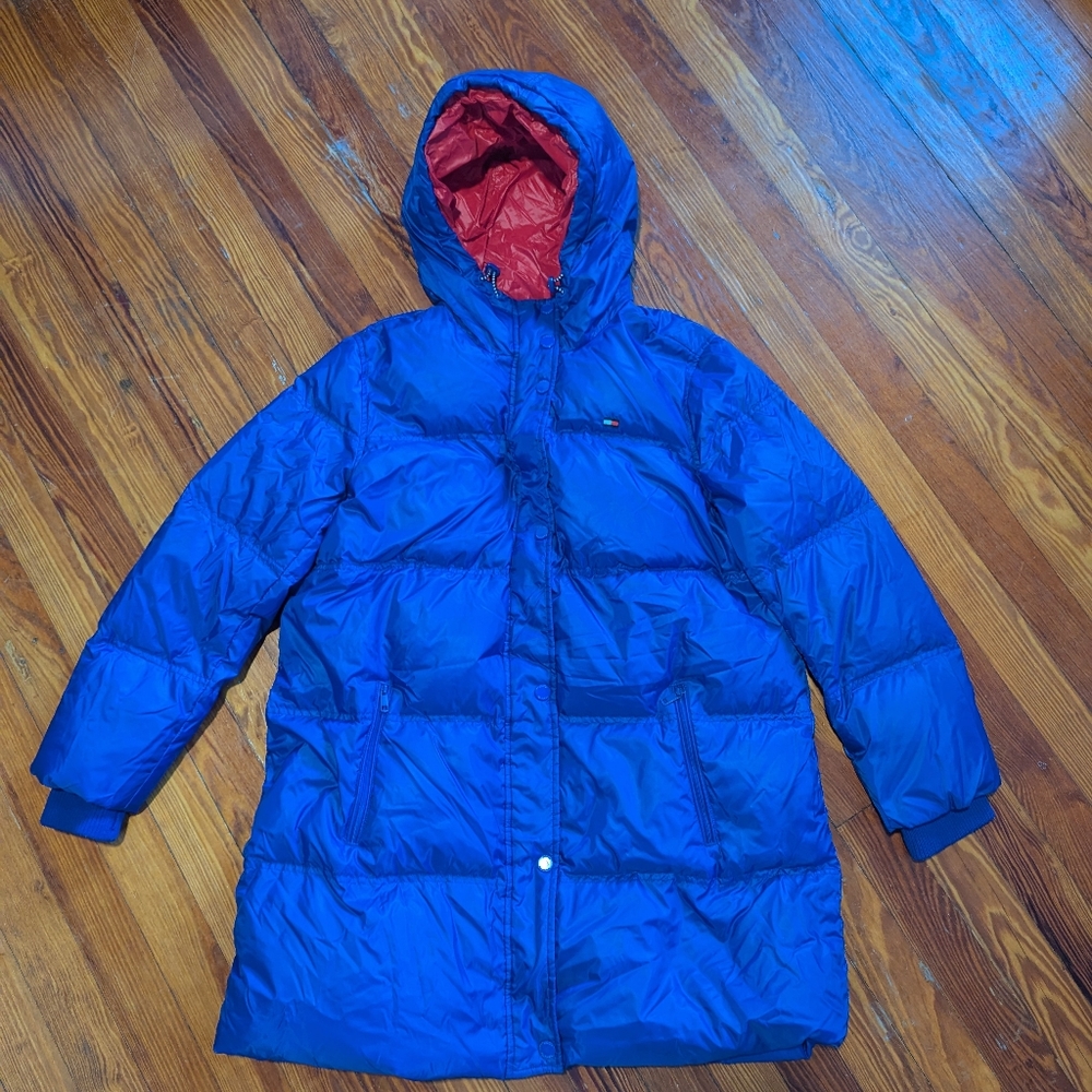 TOMMY HILFIGER LONGLINE COBALT BLUE PUFFER JKT